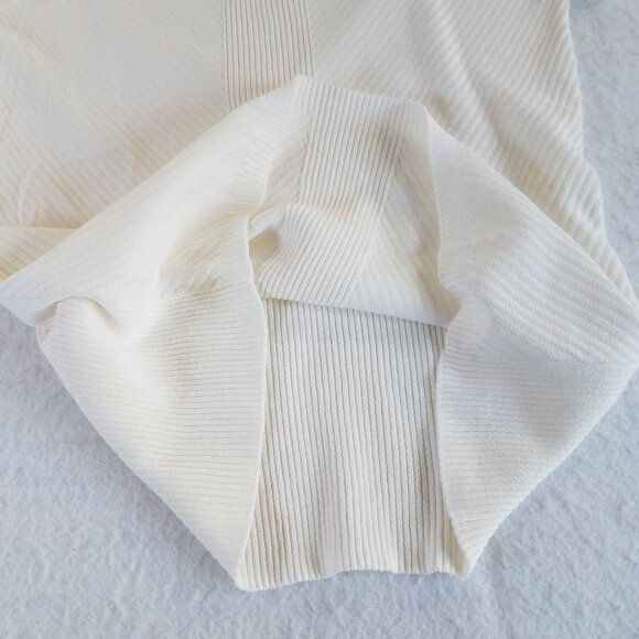 INC Ivory Ribbed Sweater Lace Up Eyelet Detail MEDIUM Long Sleeve Stretch - Picture 11 of 11